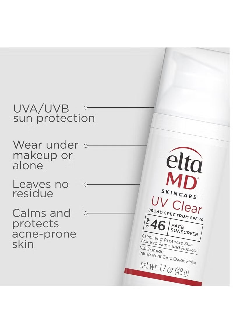 EltaMD - EltaMD UV Clear Facial Sunscreen SPF 46 - For Skin Types Prone To Acne, Rosacea & Hyperpigmentation 48g/1.7oz Cream - Image 1
