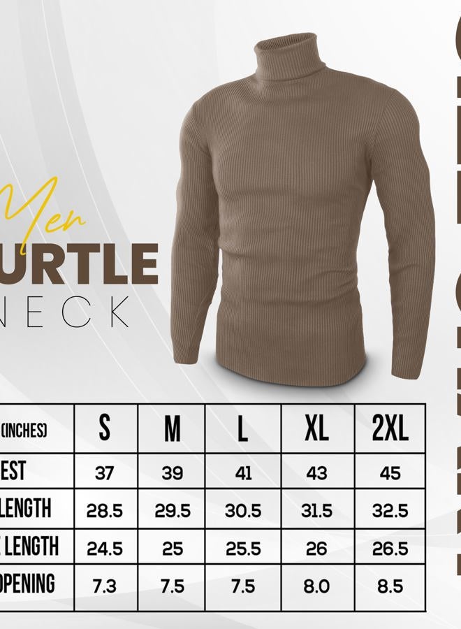 NY Threads Men's Ribbed Turtleneck Slim Fit Pullover Casual Long Sleeves Basic Top, Khaki, M - Image 4