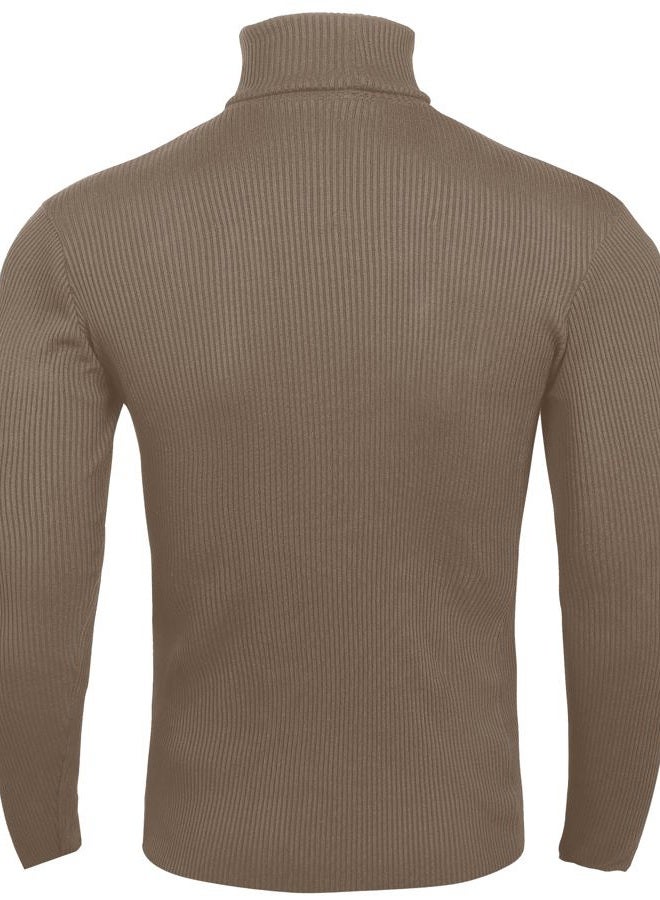 NY Threads Men's Ribbed Turtleneck Slim Fit Pullover Casual Long Sleeves Basic Top, Khaki, M - Image 5