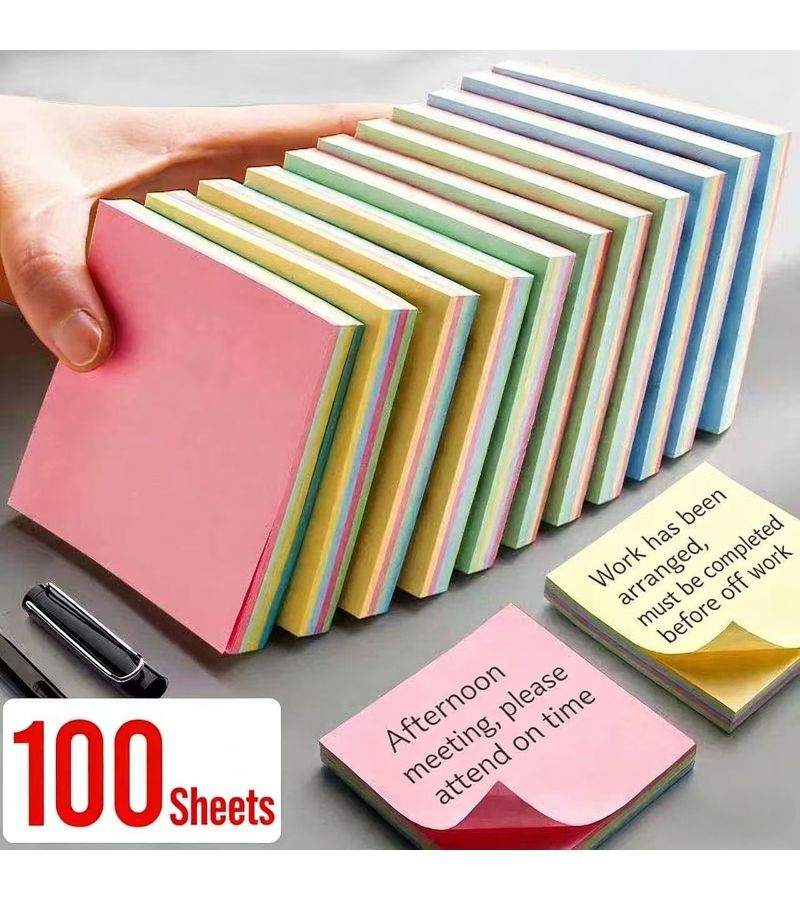 100 ورقة لاصقة تلتصق بقوة لوازم مكتبية 4 ألوان ملصقات تمدد ملاحظات لاصقة - Image 1