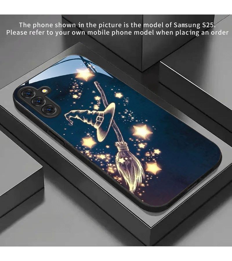 حافظة زجاجية سوداء مقواة لهاتف Samsung Galaxy A06 بتصميم نجمي، لـ Galaxy S25 Ultra S24 Plus A14 A15 A33 A34 A53 A54 A73 - Image 1