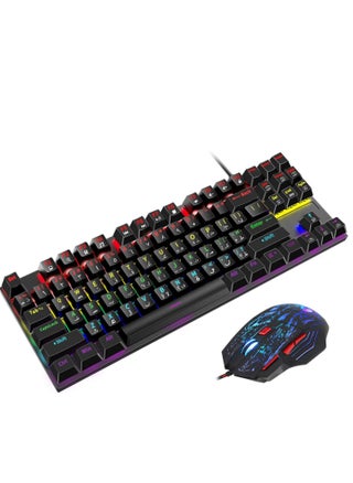 RGB English Arabic Gaming Keyboard and DPI Mouse Combo, 87 Keys Mechanical Keyboard with LED Backlit, Quick Response USB Wired Keyboard with 7 Colors Mouse for Windows/MacOS/Android PC Gamers - pzsku/Z0E27E25194705C3EB687Z/45/1747292431/e065d864-eca4-4e09-a864-6e2f1ec714a2