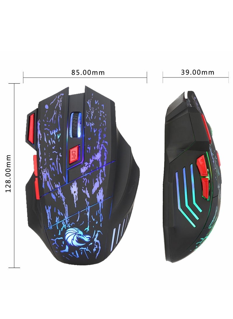 ماركة غير محددة - مجموعة لوحة مفاتيح ألعاب RGB إنجليزية عربية وماوس DPI، لوحة مفاتيح ميكانيكية 87 مفتاحًا بإضاءة خلفية LED، كيبورد قيمنق عربي مع ماوس 7 ألوان - Image 1
