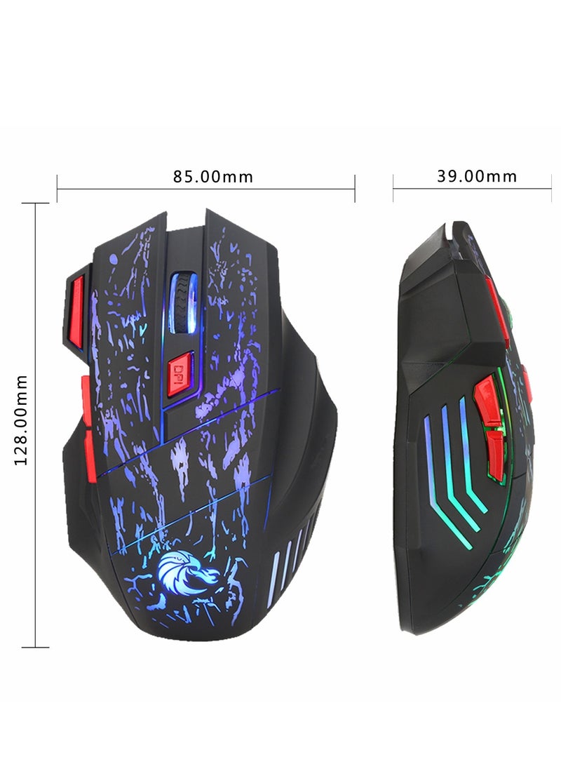ماركة غير محددة - مجموعة لوحة مفاتيح ألعاب RGB إنجليزية عربية وماوس DPI، لوحة مفاتيح ميكانيكية 87 مفتاحًا بإضاءة خلفية LED، كيبورد قيمنق عربي مع ماوس 7 ألوان - Image 1