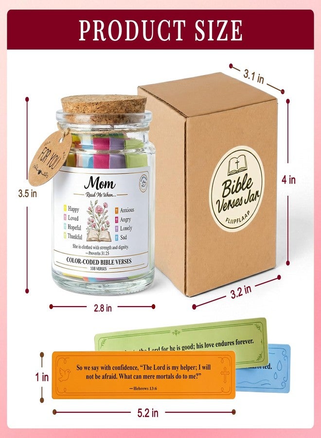 FliipFlaap Bible Verse Jar for Mom, 108 Color-Coded Scriptures in 8 Emotions, Christian Gifts for Mom, Mothers Day Birthday Gifts for Mom from Daughter Son, Inspirational Religious Gift for Mother - Image 5