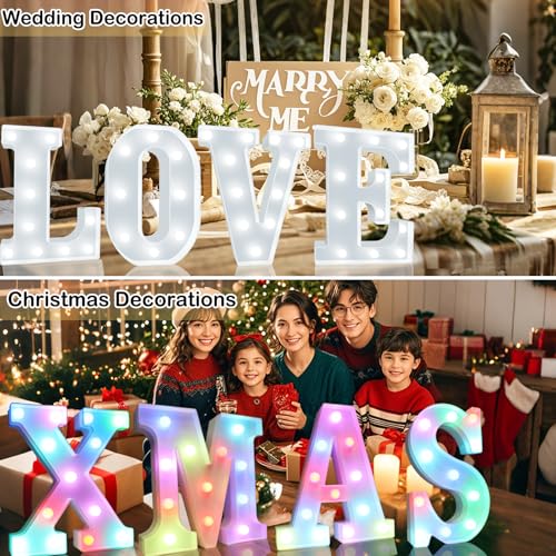 OYCBUZO Light Up Colorful LED Marquee Letter lights, 18 Colors Changing Alphabet Letters Sign with Remote Timer for Night Light Girls Bedroom Wedding Birthday Party Lamp Christmas Home Bar Decor- Colorful B - Image 4