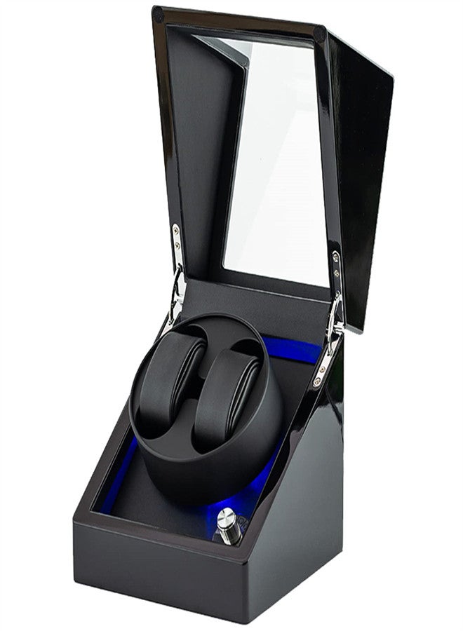 KASTWAVE Double Watch Winders for Automatic Watches, Watch Rotating Display Box, Watch Winder with Built-in Blue LED Light for Couple Watches, Ultra-Quiet Motor, Gift for Couple, Girl friend, Family - Image 1