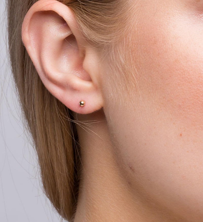 QWALIT Gold Earring Piercing Kit Ear Piercing Gun Disposable Ear Piercings Kit with Earrings Self Piercings Gun Kits at Home Piercer Tool Horseshoe Earring Hoop Double Gem Earrings Hoop Second Hole - Image 4
