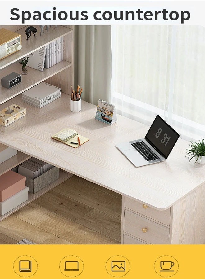 NKX - Modern Upgraded Computer Laptop Desk Modern Style Bookshelf for Home and Office Room 123 CM - Image 1