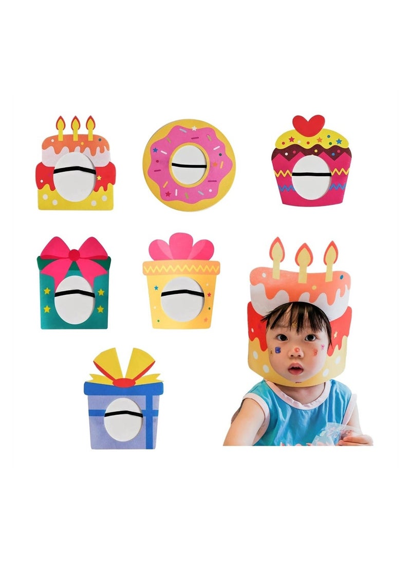 أقنعة عيد الميلاد، 6 قطع قبعة كعكة الدونات للأطفال، قبعات الطعام، قبعة مضحكة من الفelt، مستلزمات وزينة حفلات عيد الميلاد للأطفال - Image 1