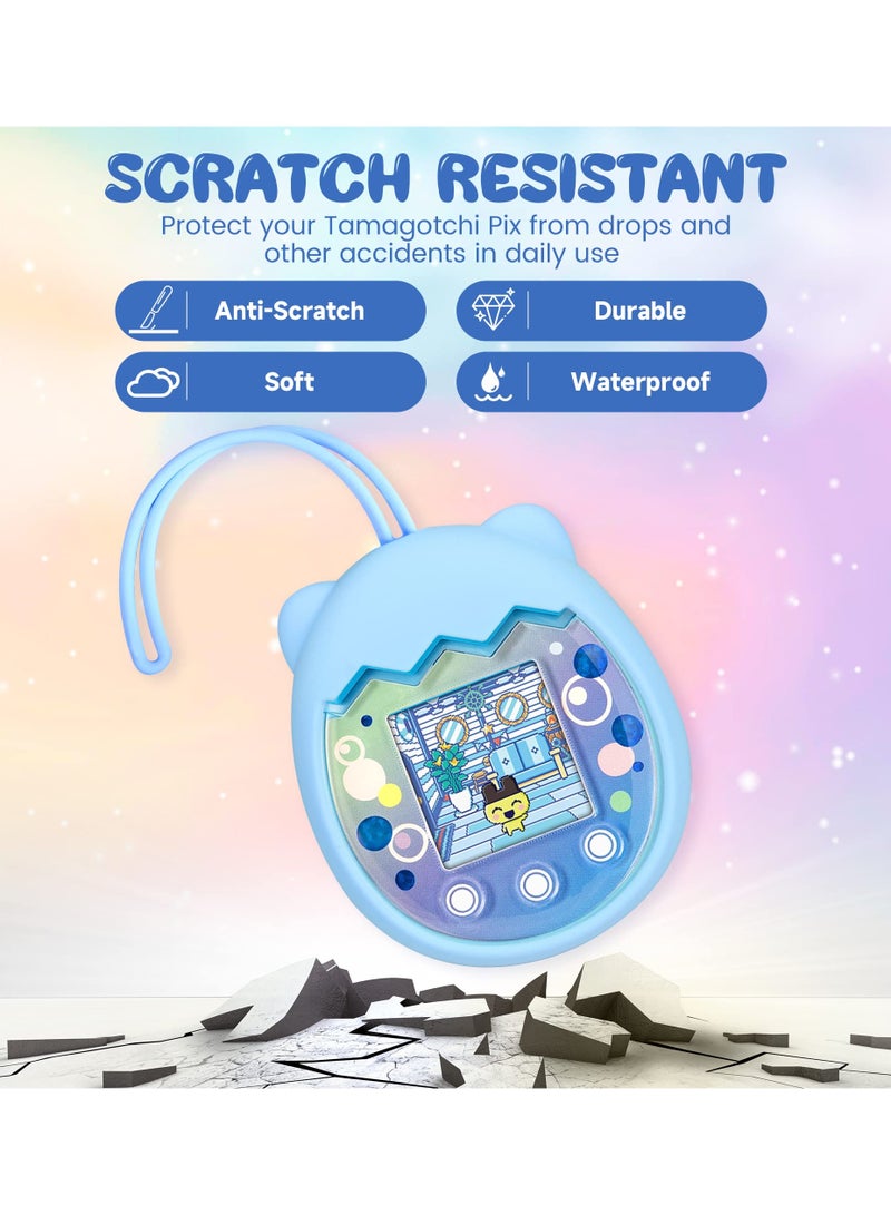 SYOSI Silicone Cover for Tamagotchi Pix Virtual Pet Game Machine, with Finger Lanyard (Blue) - Image 5