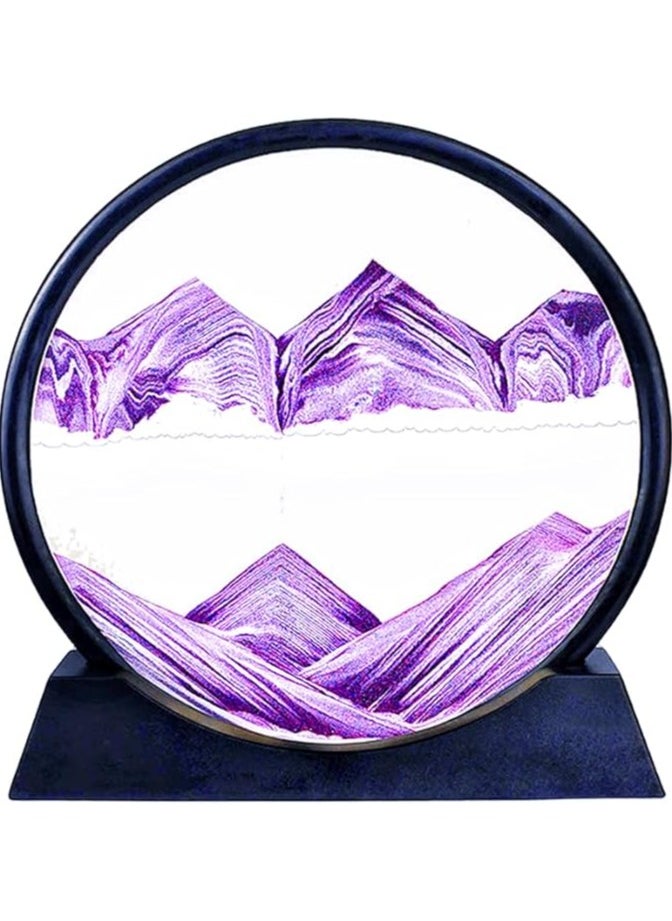 Generic - D Moving Sand Art Picture Deep Sea Sandscape Liquid Motion Quicksand Painting Relaxation Frame Art Gifts Round GlassToys for Adults and Children Desktop Decorations( - Image 1