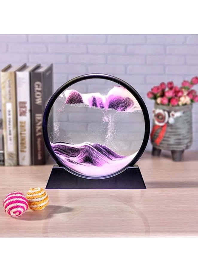 Generic - D Moving Sand Art Picture Deep Sea Sandscape Liquid Motion Quicksand Painting Relaxation Frame Art Gifts Round GlassToys for Adults and Children Desktop Decorations( - Image 1
