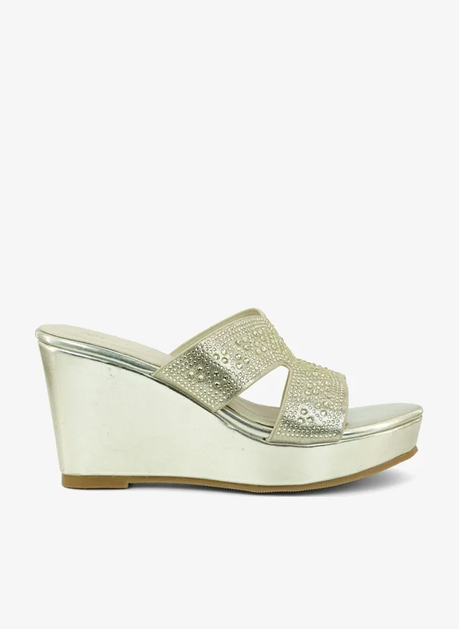 221-326 Zayna Ladies Classic Wedge Slides 3T2320-711 Gold
