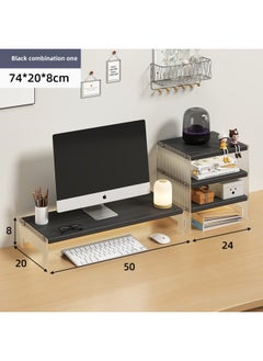 Station Computer Rack Laptop Portable Computer Bracket Desktop Display Pad High Storage Rack Storage Rack-Color:Combination-Storage Cabinet Suspension Acrylic-Black