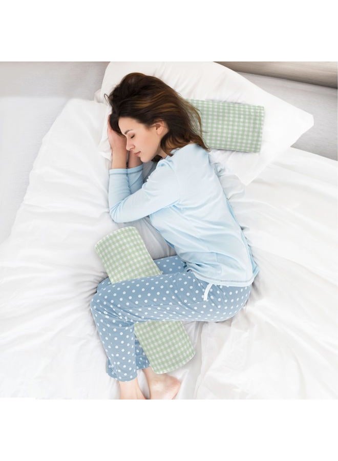 WellDay Green Gingham Checkered Neck Roll Pillow - Extra Dense Memory Foam Round Cylinder Bolster for Cervical Support, Spondylosis, Neck Pain Relief - Image 5