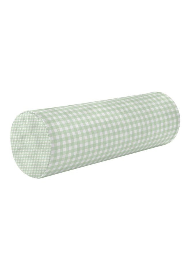 WellDay Green Gingham Checkered Neck Roll Pillow - Extra Dense Memory Foam Round Cylinder Bolster for Cervical Support, Spondylosis, Neck Pain Relief - Image 1