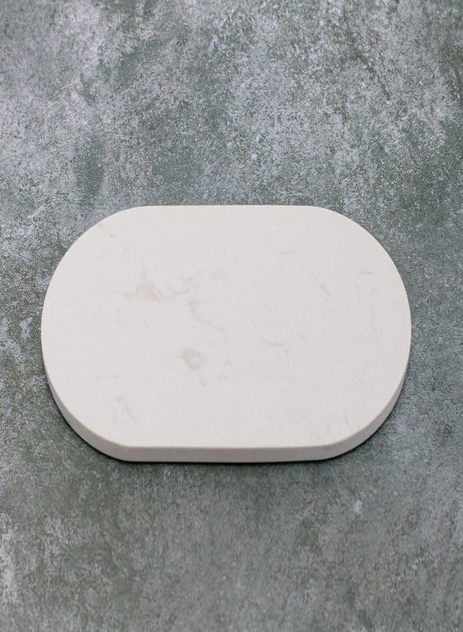 MBSC Oval Shape Marble Tray For Bathroom, Kitchen Serving, Dining Table Decoration And Gift (Vanity Platter),White - Image 1