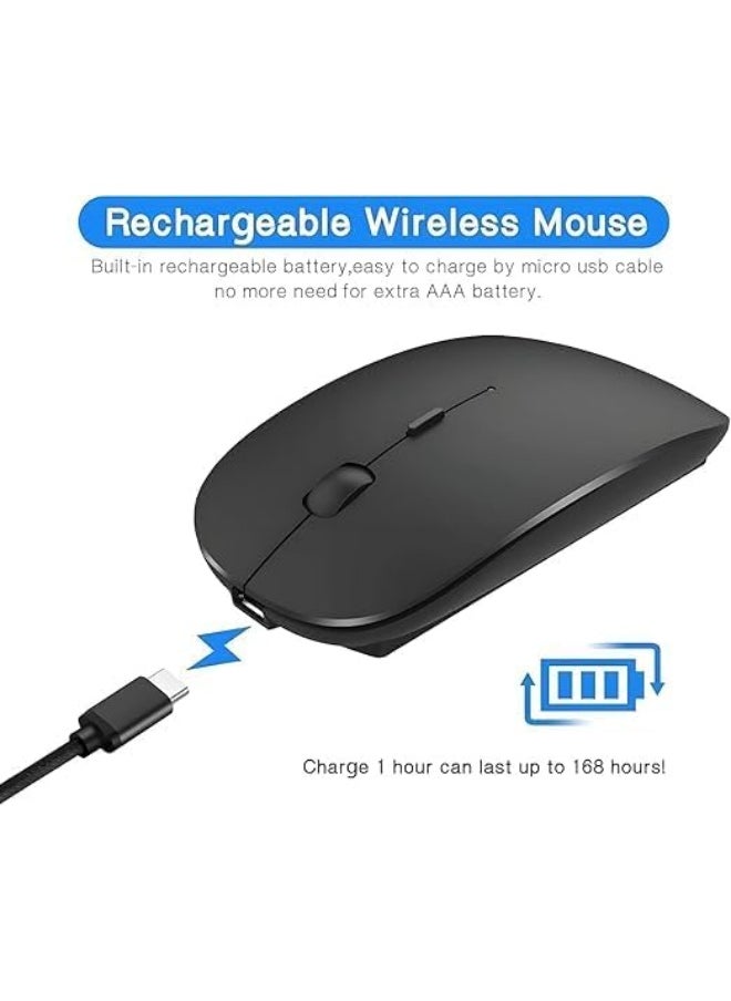 W10 Wireless Bluetooth Mouse, Ergonomic Design, Precise Control, High Precision Optical Sensor, Lightweight Mouse, Works on TV, Tablet, PC (Black)