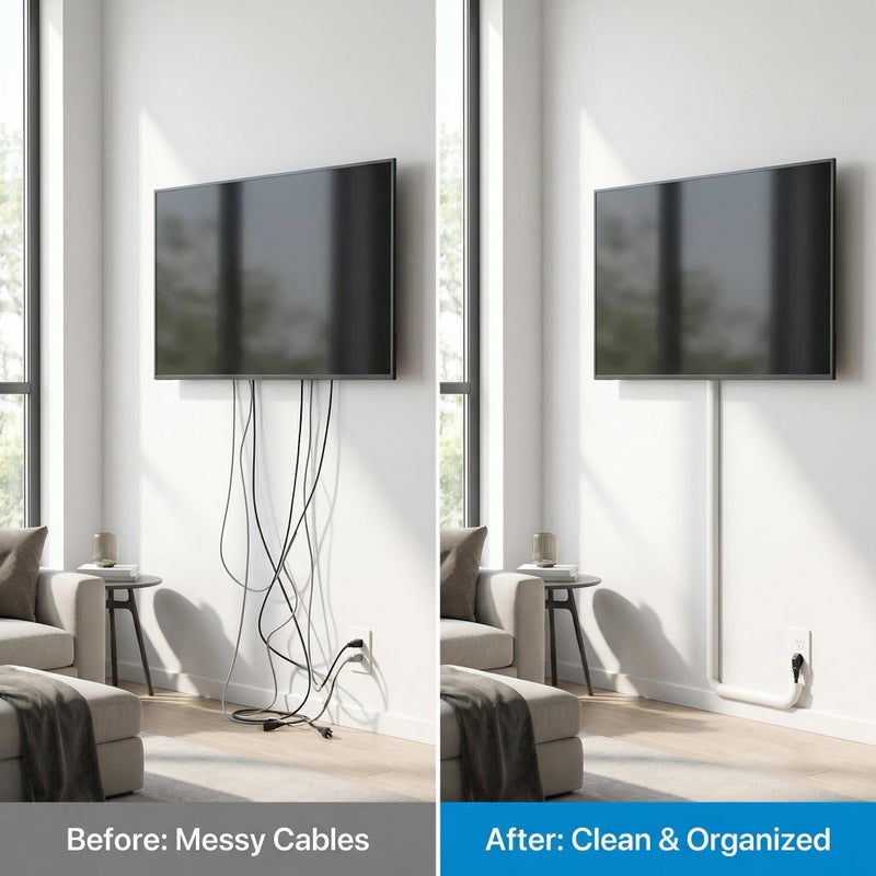 ANNISITE Cord Hider Wall for 1-2 Cables, 39" Self Adhesive Silicone Cord Covers for Wires On Wall, Flexible Wire Covers for Cords On Wall, Cable Cover Raceway for Home, Office, White (0.6" W x 0.47" H) - Image 2