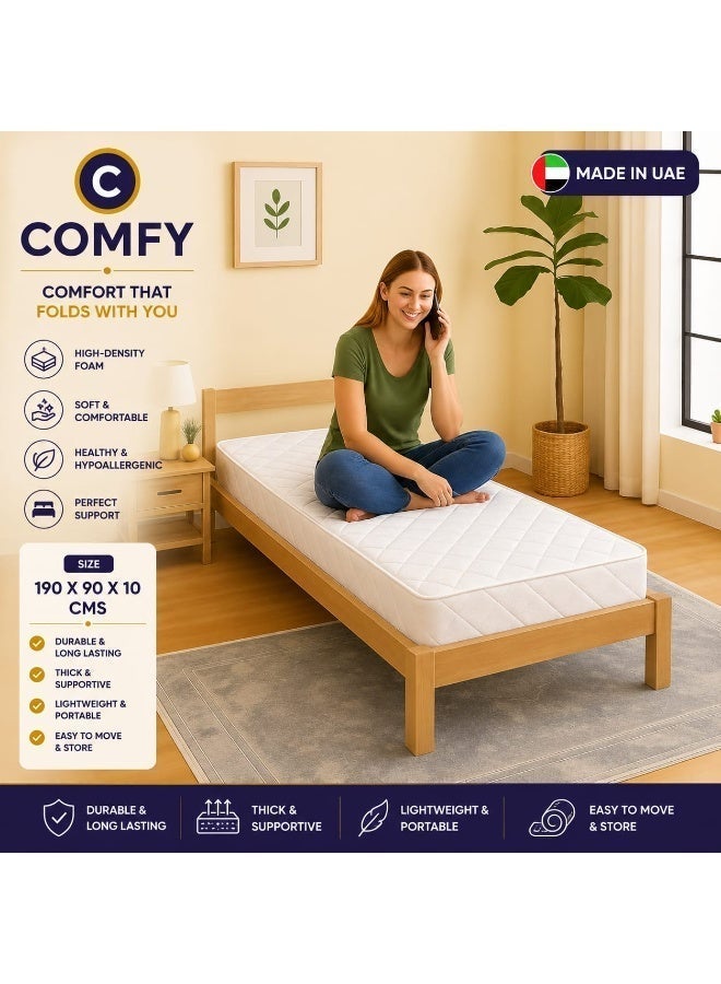 Comfy كومفي مرتبة طبية مفردة لتقويم العظام، لون أبيض، 190 × 90 × 10 سم - Image 1