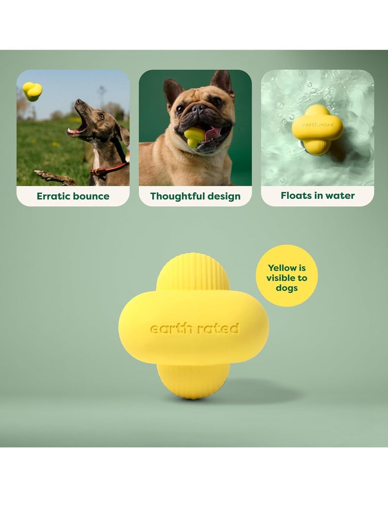 إيرث ريتد لعبة إحضار الكرة التفاعلية للكلاب من السلالات الصغيرة والمتوسطة والكبيرة تأتي بأحجام متعددة مصنوعة من المطاط الطبيعي مثالية للاستخدام الداخلي والخارجي صغيرة صفراء - Image 3
