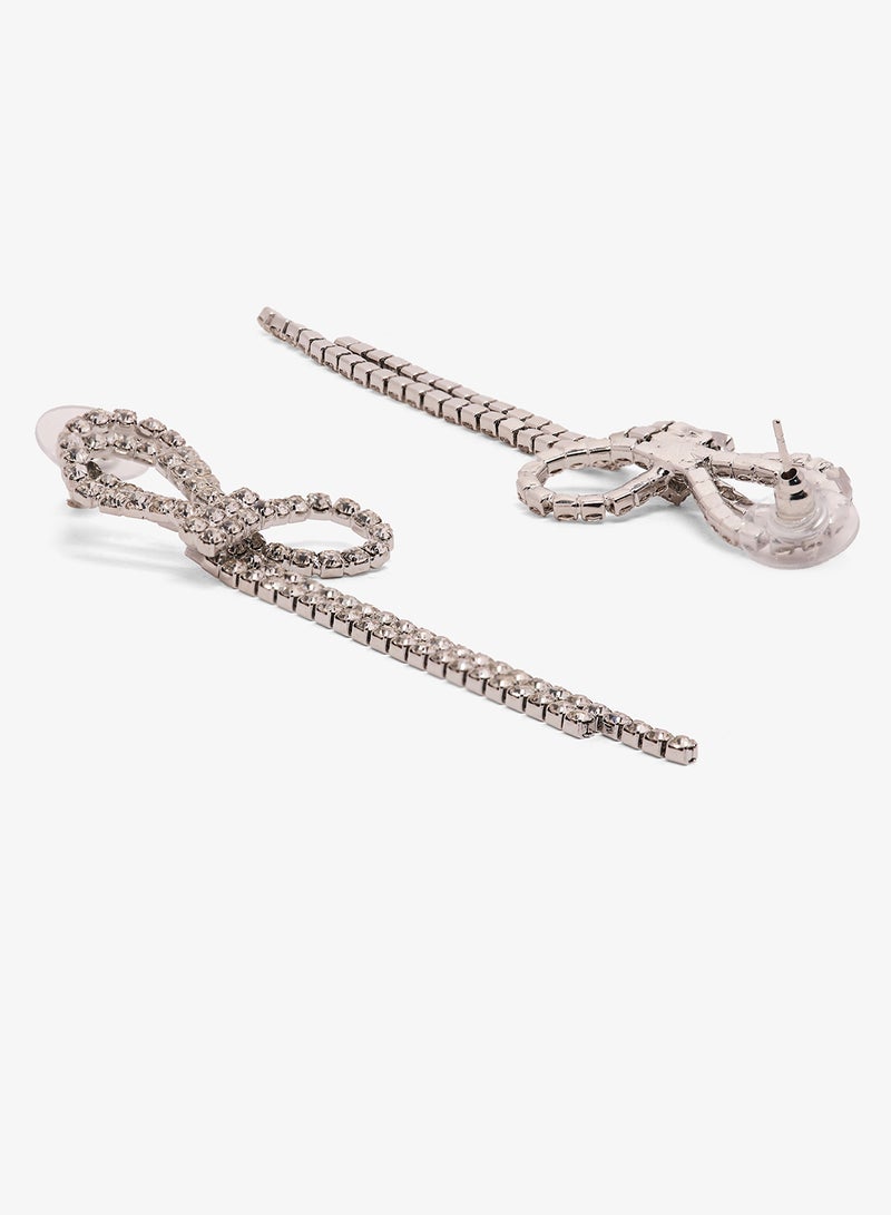 ايلا ليمتد اديشن أقراط فضية متدلية مرصعة بالكريستال - Image 2