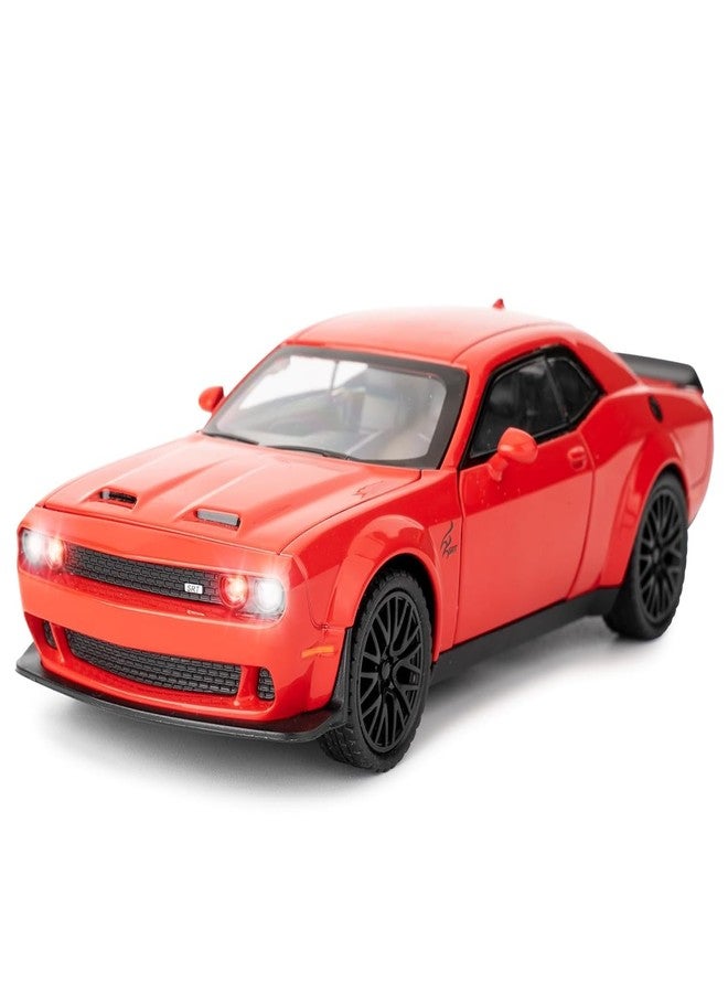 FEXXA Hellcat 1:32 Scale Dodge Challenger Die-Cast Metal Toy Model Car for Kids - Pull Back Mechanism, Birthday Gift for 3+ Year Old Boys (RED) - Image 1