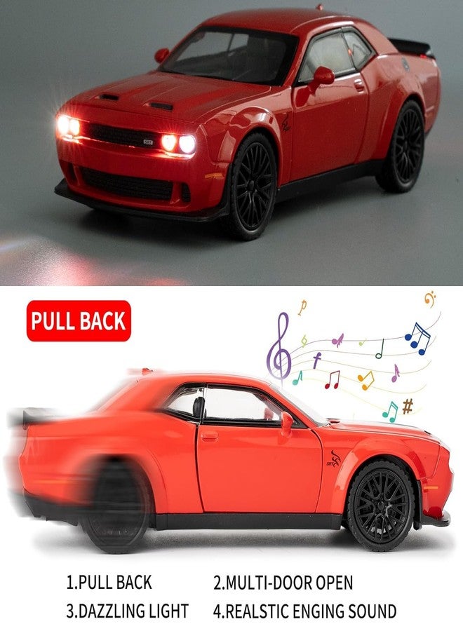 FEXXA Hellcat 1:32 Scale Dodge Challenger Die-Cast Metal Toy Model Car for Kids - Pull Back Mechanism, Birthday Gift for 3+ Year Old Boys (RED) - Image 4