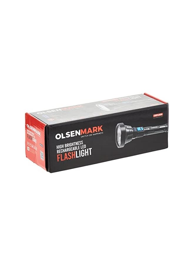 Olsenmark Olsenmark 6800mAh High Brightness Rechargeable LED Flashlight, Black  - Image 5