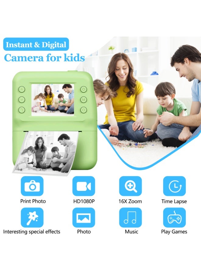 Instant Print Digital Camera for Men, Women - HD Selfie Camera with Built-in more Filters, 1080P Photo/Video Recording,Built-in Rolls Paper - Portable Mini Polaroid Printer for Travel, Valentine's Day, Christmas, Birthdays, Parties - Best Creative Gift for Couples, Friends, Family（1300mAh Rechargeable batteries） - Image 2