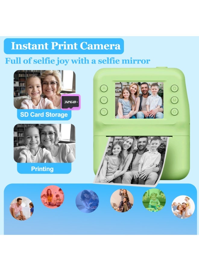 Instant Print Digital Camera for Men, Women - HD Selfie Camera with Built-in more Filters, 1080P Photo/Video Recording,Built-in Rolls Paper - Portable Mini Polaroid Printer for Travel, Valentine's Day, Christmas, Birthdays, Parties - Best Creative Gift for Couples, Friends, Family（1300mAh Rechargeable batteries） - Image 3