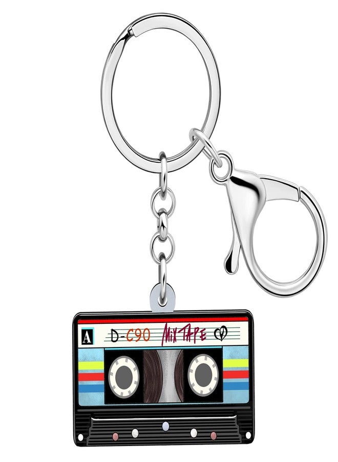NEWEI Acrylic 90s Cassette Tape Keychain Retro TV Radio Key Chains for Women 80s Themed Party Decoration (Cassette Tape C) - Image 1