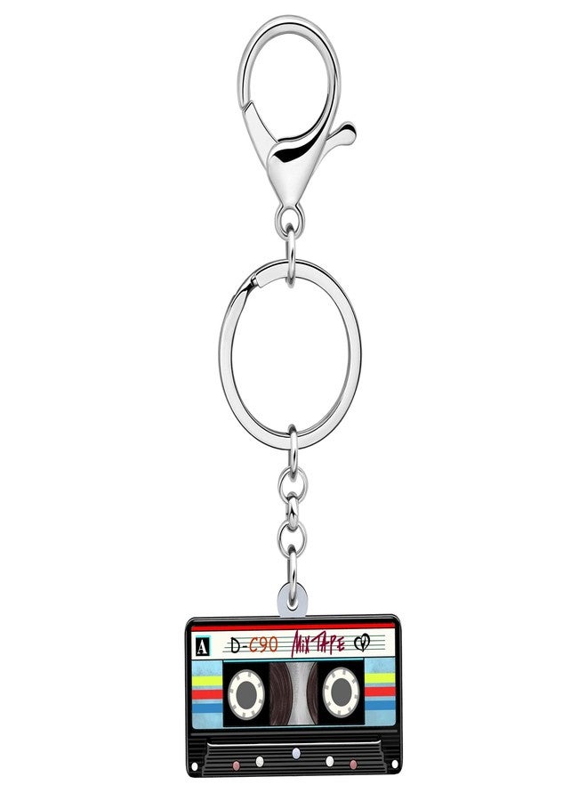 NEWEI Acrylic 90s Cassette Tape Keychain Retro TV Radio Key Chains for Women 80s Themed Party Decoration (Cassette Tape C) - Image 4