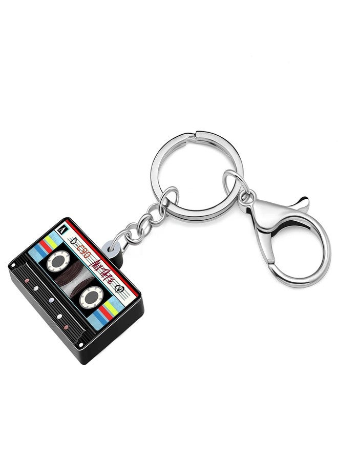 NEWEI Acrylic 90s Cassette Tape Keychain Retro TV Radio Key Chains for Women 80s Themed Party Decoration (Cassette Tape C) - Image 2