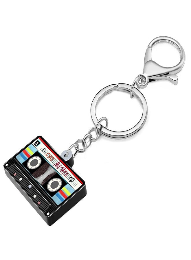 NEWEI Acrylic 90s Cassette Tape Keychain Retro TV Radio Key Chains for Women 80s Themed Party Decoration (Cassette Tape C) - Image 3