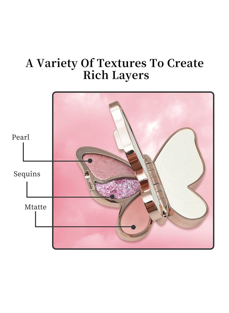 SYOSI لوحة ظلال العيون بتصميم الفراشة 6 ألوان غير لامعة لامعة معدنية مكياج عيون طبيعي المظهر قابل للمزج طويل الأمد مقاوم للماء لوحة ظلال عيون لامعة غير لامعة مكياج للمبتدئين (بنفسجي) - Image 5
