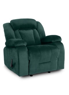 REGAL IN HOUSE Velvet Upholstered Rocking and Rotating Recliner Chair With Bed Mode - Dark Green - 90x100x80cm  - Image 2