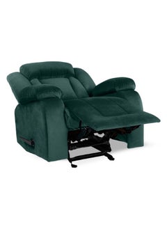 REGAL IN HOUSE Velvet Upholstered Rocking and Rotating Recliner Chair With Bed Mode - Dark Green - 90x100x80cm  - Image 4