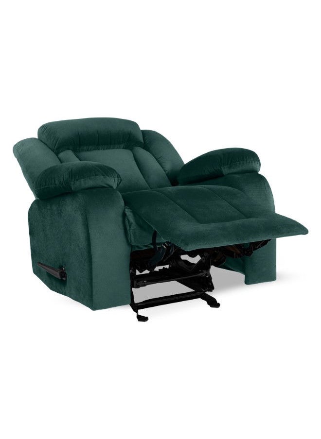 REGAL IN HOUSE - Velvet Upholstered Rocking and Rotating Recliner Chair With Bed Mode - Dark Green - 90x100x80cm - Image 1