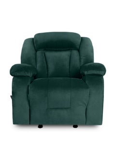 REGAL IN HOUSE Velvet Upholstered Rocking and Rotating Recliner Chair With Bed Mode - Dark Green - 90x100x80cm  - Image 3