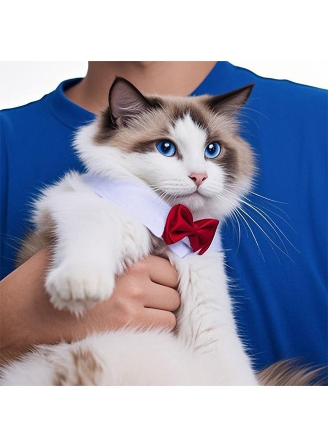 Adjustable Pet Collar With Bow White/Red - Image 2