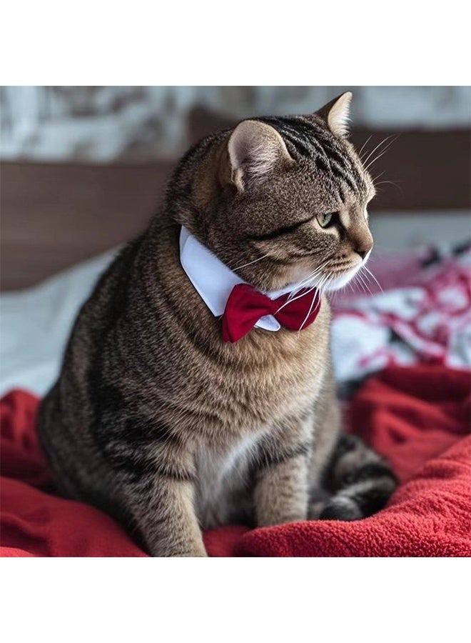 Adjustable Pet Collar With Bow White/Red - Image 3