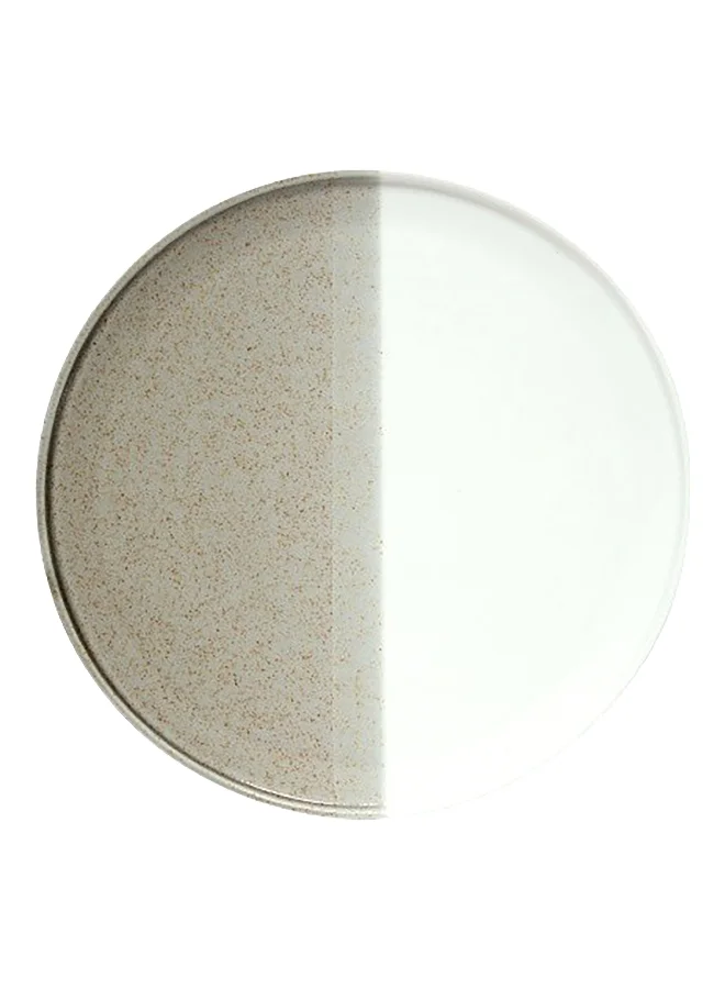 Easy Life Half Glazed Porcelain Dessert Plate Beige and White 21 cm R2862#DBEI