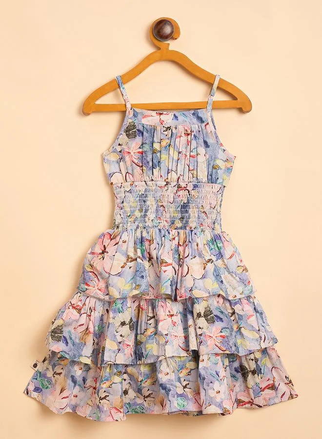 Stylo Bug Girls Floral Print Strappy Layered Dress