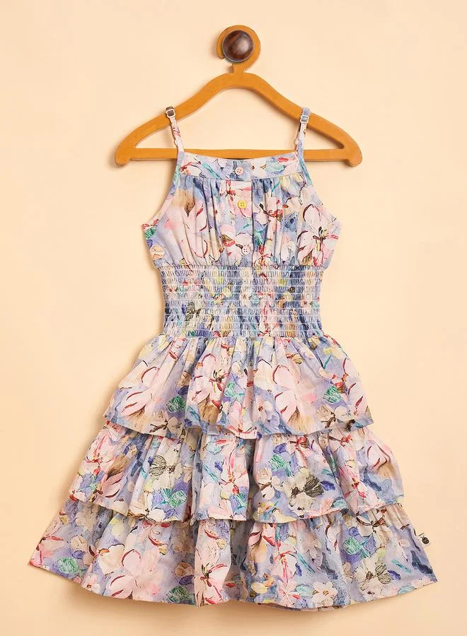 Stylo Bug Girls Floral Print Strappy Layered Dress