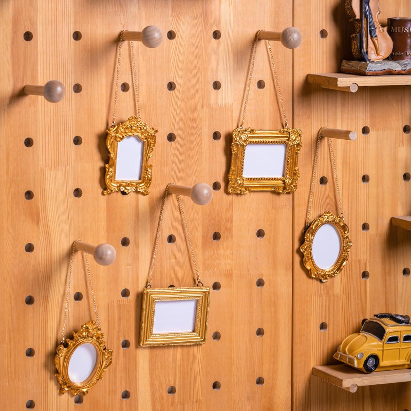 Qunclay 10 Pcs Small Gold Frames Mini Tiny Vintage Antique Baroque Ornate Resin Oval Hanging Picture Frames with Chain for Home Wedding Holiday Decor - Image 2