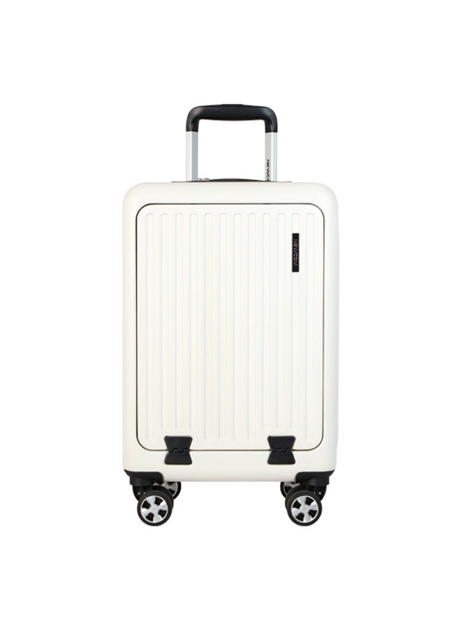 NEWCOM Front Opening PC Cabin Suitcase 20 Inch | TSA Lock | Laptop Compartment | 4 Spinner Wheels | Lightweight Carry-On Travel Luggage | White, Pink, Green - Image 1