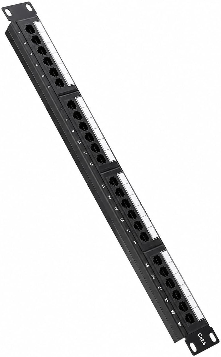 taradhin 24-Port Cat6 UTP Patch Panel Rack Mount 1U 19-Inch Heavy Duty Metal Network Panel - Fully Loaded RJ45 Keystone Jacks | High-Speed Gigabit Ethernet LAN | 110 Punch-Down Data Center Wall Mount - Image 1