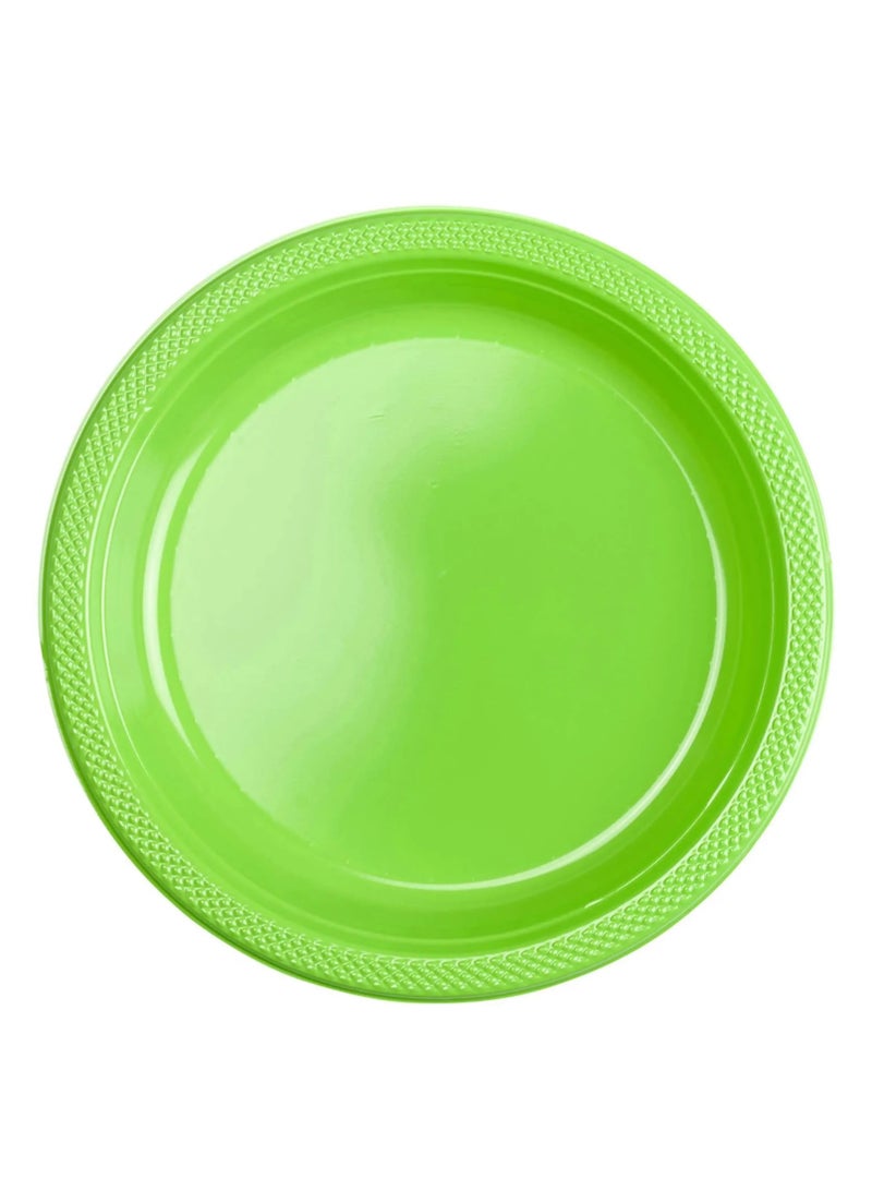 Amscan Party Special 7 Inch Dessert Food Grade Plastic Plates - Pack of 20. - KIVI GREEN 
